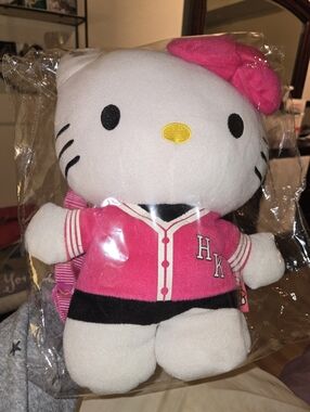 Sanrio Hello Kitty Hot Pink Varsity Backpack/Plush